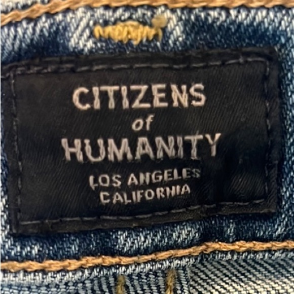 Citizens Of Humanity Blue Straight Jeans with Faded Distressing - Picture 2 of 14